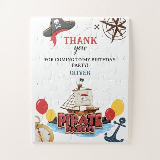 Nautical Pirate Zee Dank u Verjaardag Gift Kaart Legpuzzel (Verticaal)