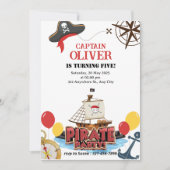 Nautical Pirate Zee Ship Verjaardag Uitnodiging Ka (Voorkant)