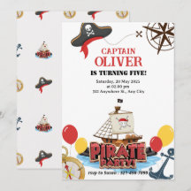 Nautical Pirate Zee Ship Verjaardag Uitnodiging Ka