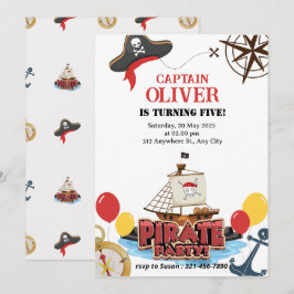 Nautical Pirate Zee Ship Verjaardag Uitnodiging Ka