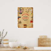 Nautical Pirate Zee Welkom Verjaardagsschat Poster (Keuken)