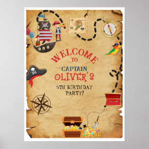 Nautical Pirate Zee Welkom Verjaardagsschat Poster