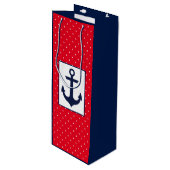 Nautical Polka Dots | Rood Wijn Cadeautas (Voorkant Gekanteld)
