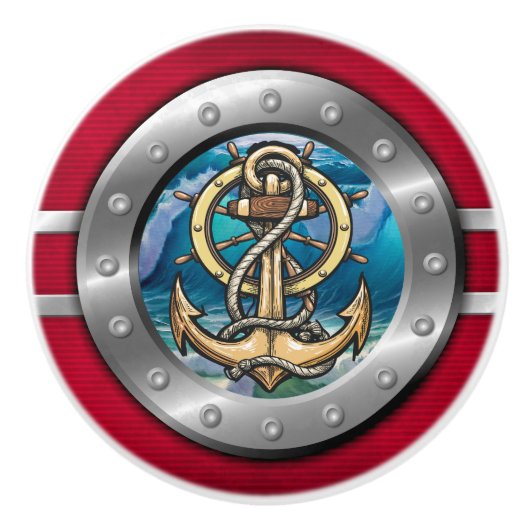 Nautical Porthole Ceramic Pull Keramische Knop (Voorkant)