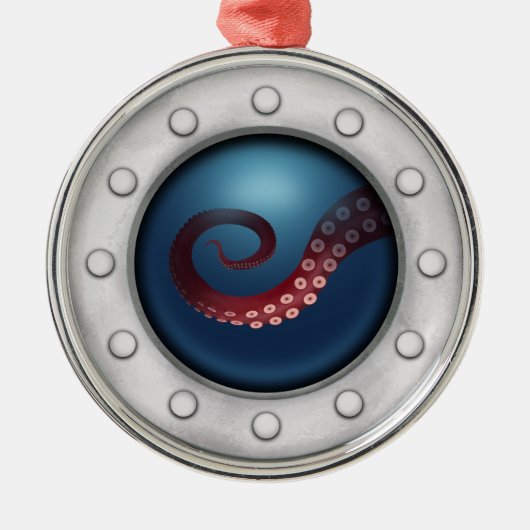 Nautical Porthole Octopus Ship Submarine Maritime Metalen Ornament (Voorkant)