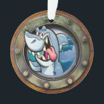 Nautical Porthole Shark Ornament<br><div class="desc">Meer onderweg vanavond en altijd ... . Pas of schrap de rug aan. Ik heb passende keramische knoppen voor de meeste zeemeerminnen en een populaire variëteit aan strand en zeeknoppen en meer design die altijd je strandhuis of strandthemajaar rond gaan oplichten (allemaal met uitgebreide licentiekosten van $30.00 - $75.00 betaald...</div>