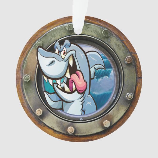 Nautical Porthole Shark Ornament (voorkant)