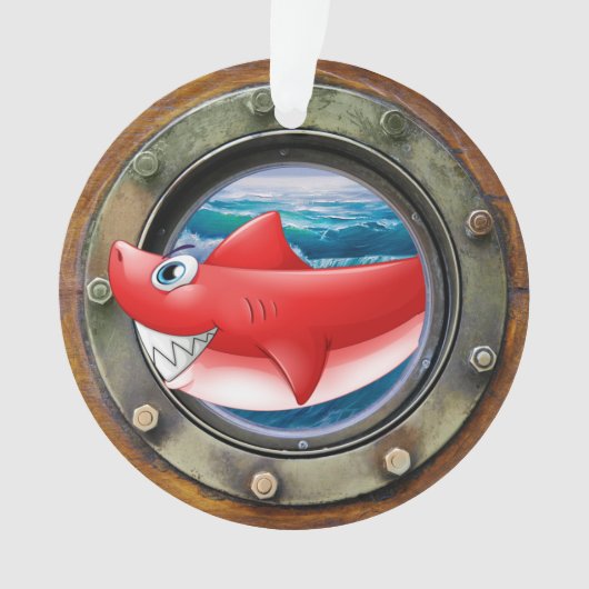 Nautical Porthole Shark Ornament (voorkant)