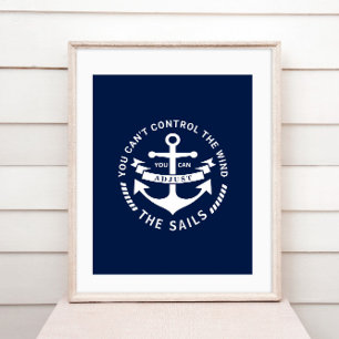 Nautical Poster Blue and White Anchor Badge