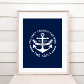 Nautical Poster Blue and White Anchor Badge