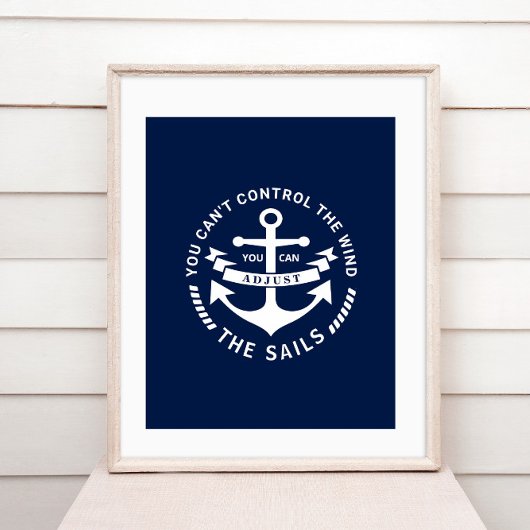 Nautical Poster Blue and White Anchor Badge