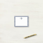 Nautical Preppy Stripe & Anchor Monogram Post-it® Notes (Op bureau)