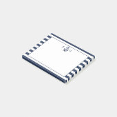 Nautical Preppy Stripe & Anchor Monogram Post-it® Notes (Schuin)