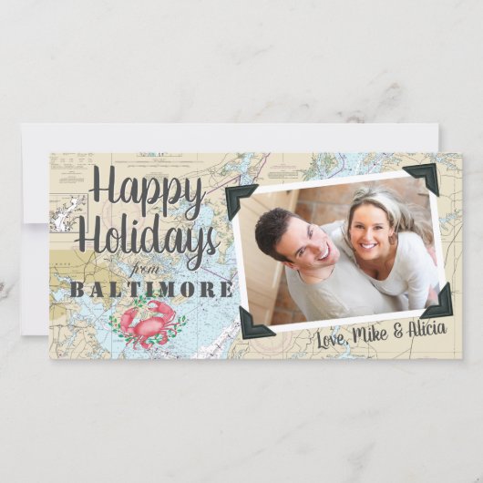 Nautical Prettige feestdagen uit Baltimore Feestdagenkaart (Voorkant)