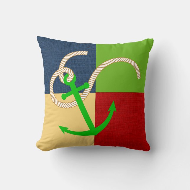 Nautical Pset Pillow met Anchor Kussen (Voorkant)