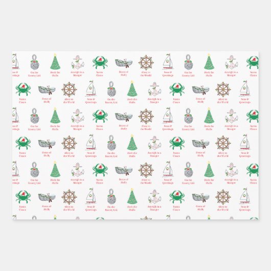 Nautical Pun Christmas Wrapping Paper (Voorkant 3)