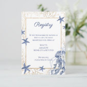 Nautical QR Code Wedding Registry Card RSVP Kaartje (Staand voorkant)