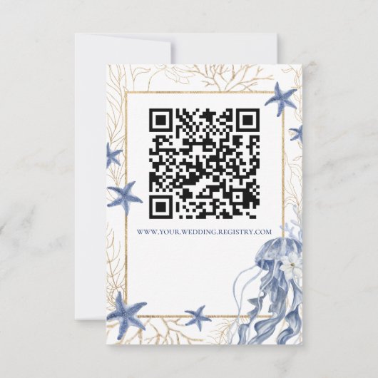 Nautical QR Code Wedding Registry Card RSVP Kaartje (Achterkant)