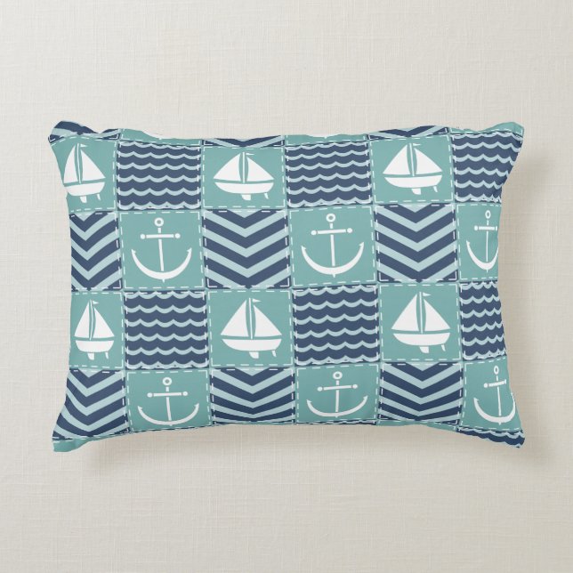 Nautical Quilt Accent Pillow Decoratief Kussen (Voorkant)