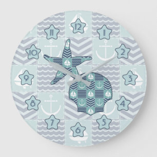 Nautical Quilt Clock Grote Klok