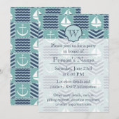 Nautical Quilt Party Invitation Kaart (Voorkant / Achterkant)