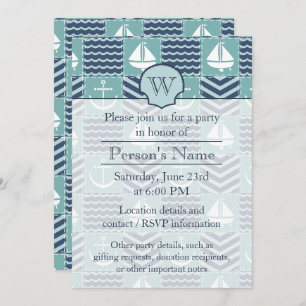 Nautical Quilt Party Invitation Kaart
