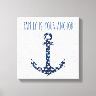 Nautical Quote Familie is je anker Canvas Afdruk