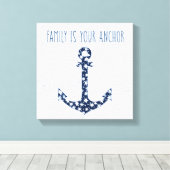 Nautical Quote | Familie is je anker Canvas Afdruk (Insitu (Houten vloer))