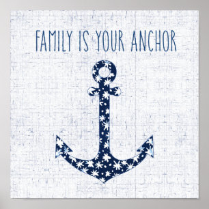 Nautical Quote Familie is je anker Poster
