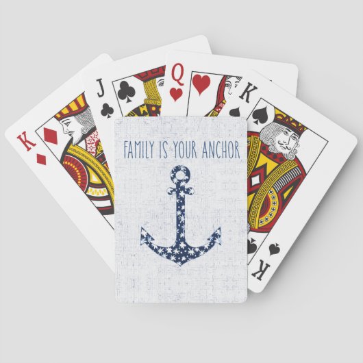 Nautical Quote | Family is Your Anchor Pokerkaarten (Achterkant)