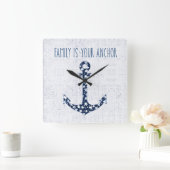 Nautical Quote | Family Is Your Anchor Vierkante Klok (Huis)