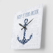 Nautical Quote | Family Is Your Anchor Vierkante Klok (Hoek)
