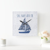 Nautical Quote | Loop weg met mij Vierkante Klok (Huis)