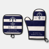 Nautical Recept Keepsake Sjabloon Foto toevoegen N Ovenwant & Pannenlap Set (Voorkant)