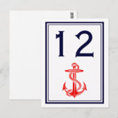 Nautical Red Anchor Marine Omlijst 2V Tafelnummer (Voorkant / Achterkant)