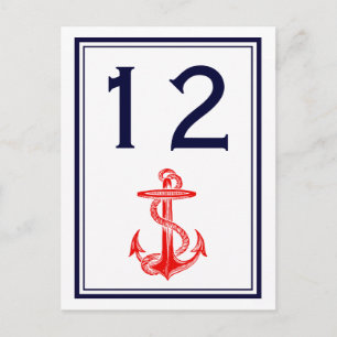 Nautical Red Anchor Marine Omlijst 2V Tafelnummer