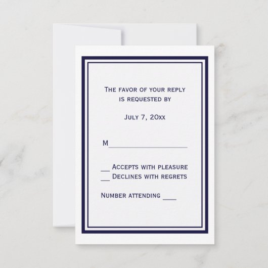 Nautical Red Anchor Navy Blue Framed 2V RSVP (Achterkant)