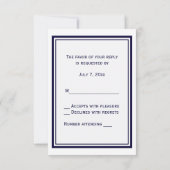 Nautical Red Anchor Navy Blue Framed 2V RSVP Kaartje (Achterkant)