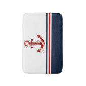 Nautical Red Anchor Red White Blau Stripes Badmat (Voorkant Verticaal)