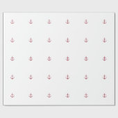 Nautical Red Anchor Wrapping Paper Cadeaupapier (Vlak)
