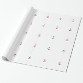 Nautical Red Anchor Wrapping Paper Cadeaupapier (Uitgerold)