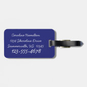 Nautical Red Anchors on Blue Personalized Bagagelabel (Achterkant horizontaal)