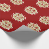 Nautical Red and Classic Khaki Polka Dot Monogram Cadeaupapier (Hoek)