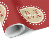 Nautical Red and Classic Khaki Polka Dot Monogram Cadeaupapier (Rol Hoek)