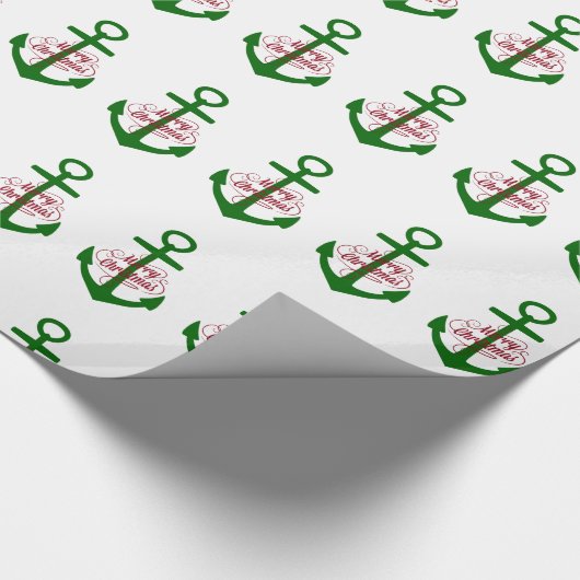 Nautical Red and Green Merry-kerstankers Cadeaupapier (Hoek)