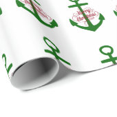 Nautical Red and Green Merry-kerstankers Cadeaupapier (Rol Hoek)