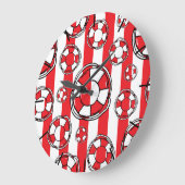 Nautical Red and White Stripe Life Belt Preserver Grote Klok (Hoek)