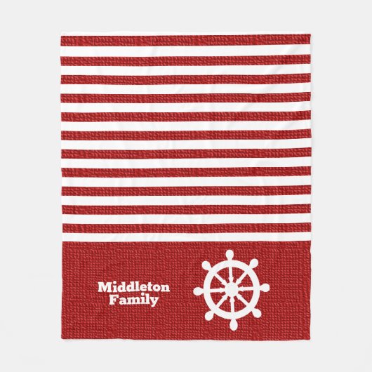 Nautical Red and White Stripes Fleece Deken (Voorkant)