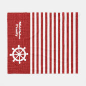 Nautical Red and White Stripes Fleece Deken (Voorkant (Horizontaal))