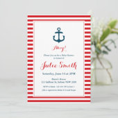 Nautical Red Baby shower Invitation Kaart (Staand voorkant)